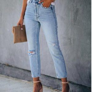 Kason High Rise Distressed Ankle Length jeans